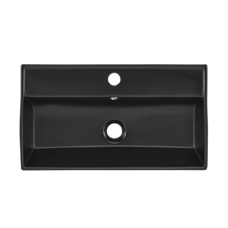 Claire 22" Rectangle Wall-Mount Bathroom Sink, Matte Black