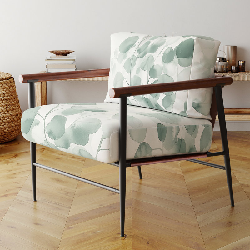 Chaise d'appoint Leaves - Chaise avec accoudoirs Minimal Leaves Beauty Calming I, Bras ronds bruns