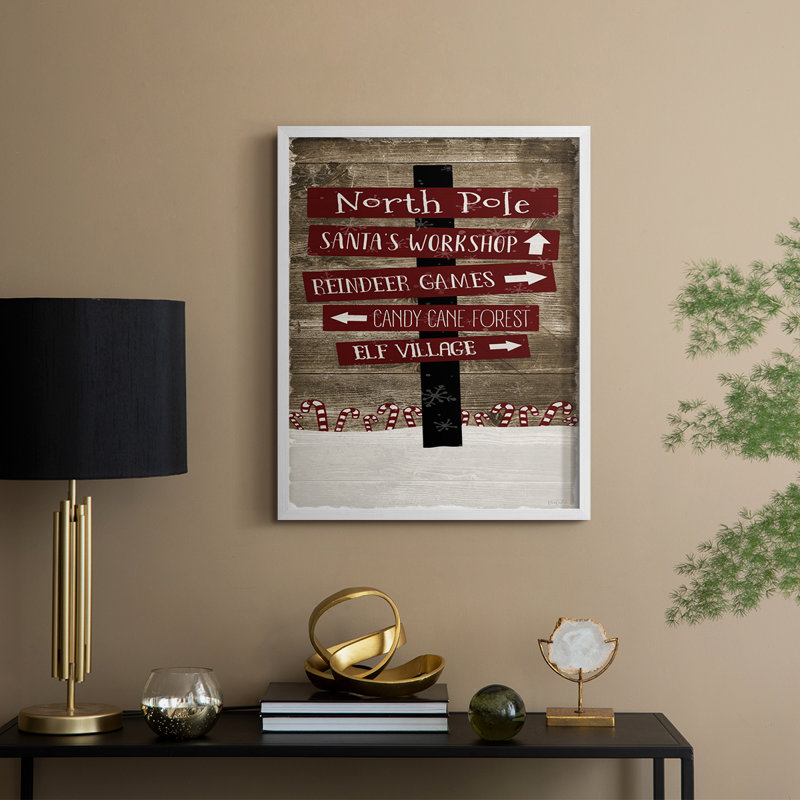 North Pole Framed Print - Solid Wood, 21" H x 17" W, White