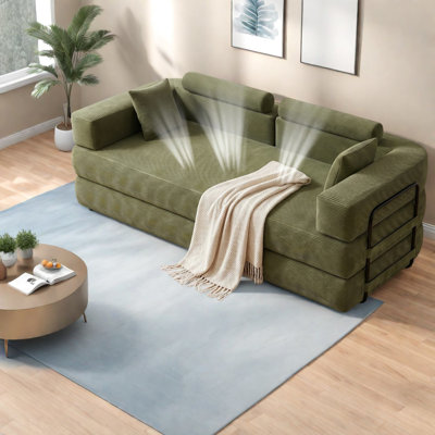 Canapé-lit modulaire à compression, mousse de velours côtelé, maison compacte moderne