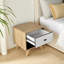 Bonnet Matte Off White and Wood Bedside Cabinet - Mid Century Modern Bedside Table with One Drawer