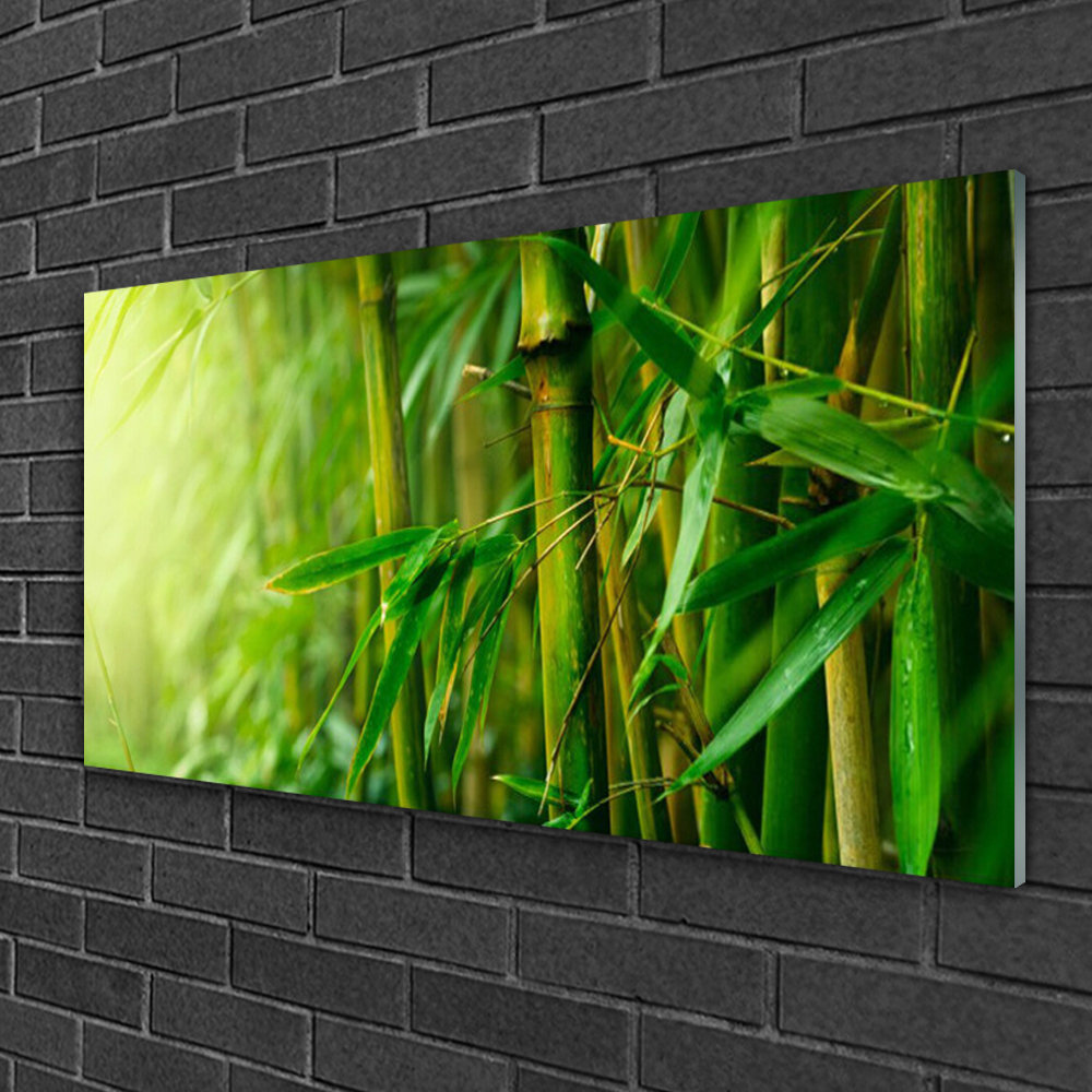 Floral Bamboo Stalks - No Frame Print on Glass