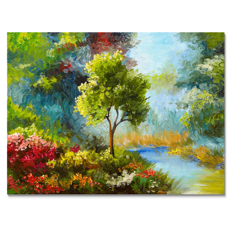 «Summer Path In Forest Landscape», reproduction d'art sur toile, H 8 po x l 12 po x P 1 po, Toile tendue