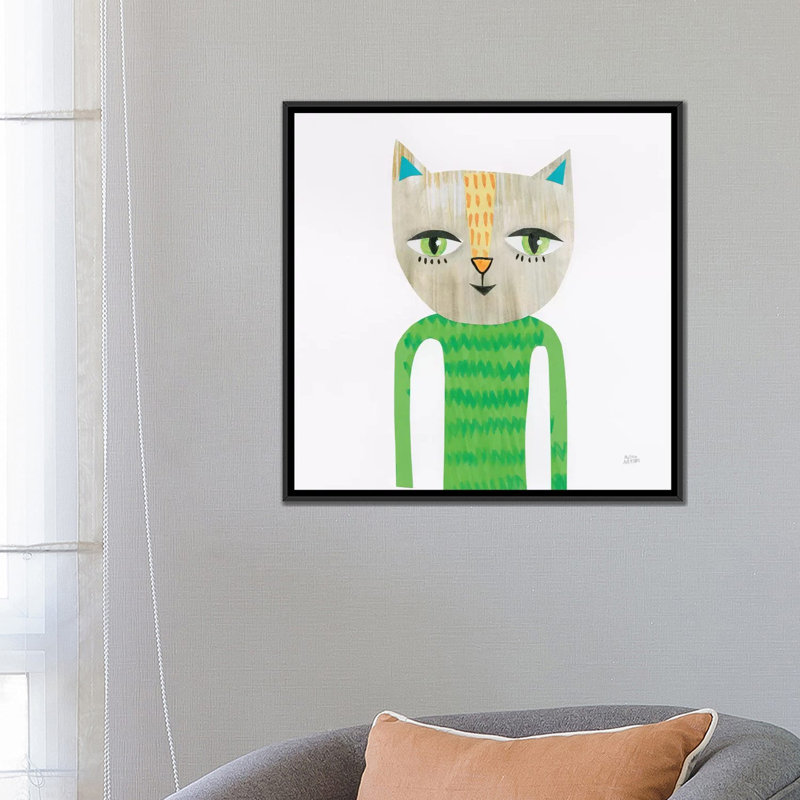 Art sur toile cool chats iii', H 18 po x l 18 po x P 1,5 po, Toile avec cadre noir, Pas de tapis