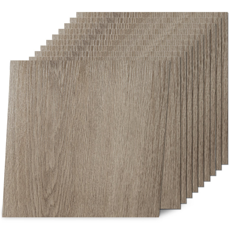 12" x 12" Luxury Vinyl Tile,Self-adhesive Vinyl Flooring, Pecan Tan