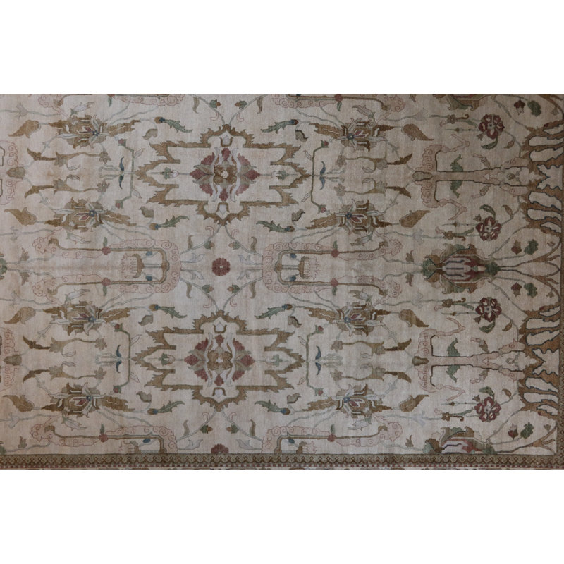 Oriental Hand-Knotted Wool Beige/Ivory Area Rug