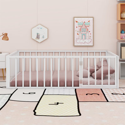 Floor Bed Frame With Fence And Door