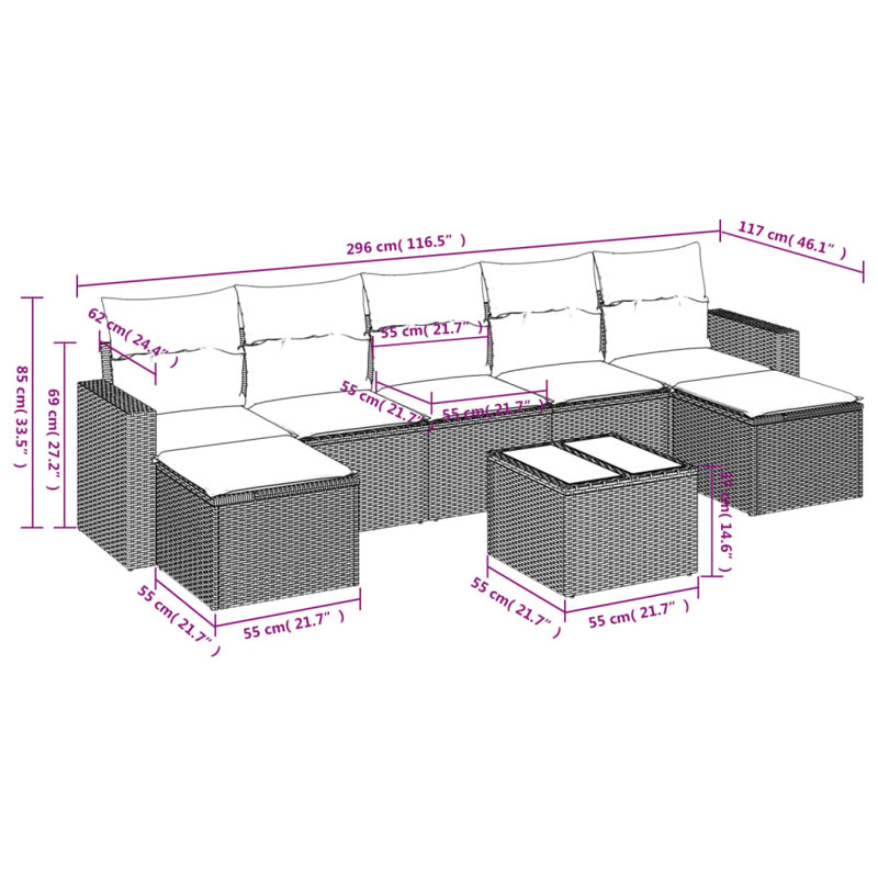Ensemble de canapé de jardin Vidaxl