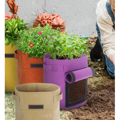 6 Pack 15 Gallon Potato Grow Bags With Flap, Potato Growing Bags Garden Planting Bag With Handle, Nonwoven Fabric Vegetables Grow Bags For Potato Toma