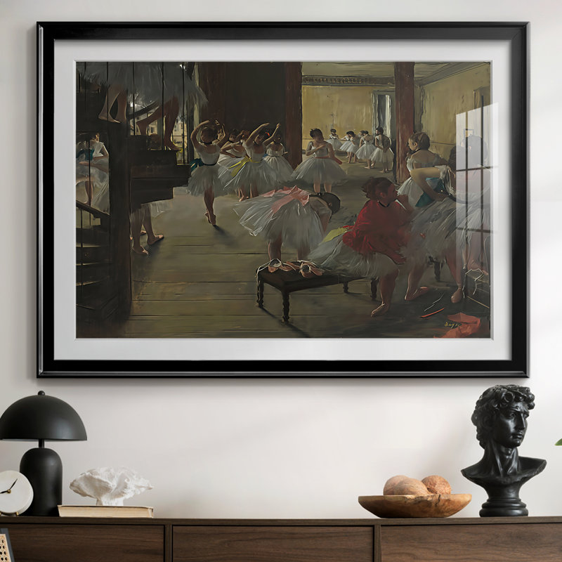 The Dance Class (NGA / Corcoran Version) - Edgar Degas - reproduction encadrée avec passe-partout et verre - c. 1873, Noir