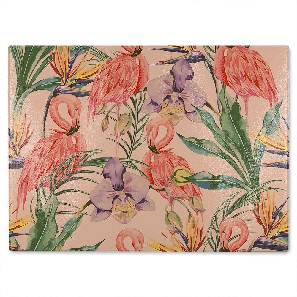 Tropical Flamingo Glass Chopping Board