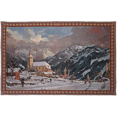 Église en coton avec suspension murale champ de neige