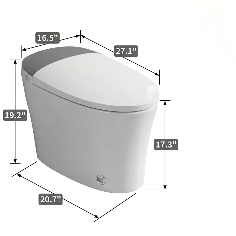 Elongated smart toilet with integrated bidet, ADA comfort-height heated seat, powerful 1000g MAP rated flush, warm water washing/dryer, nightlight, and a dual-flush system (1/1.28 GPF) for residential bathrooms.