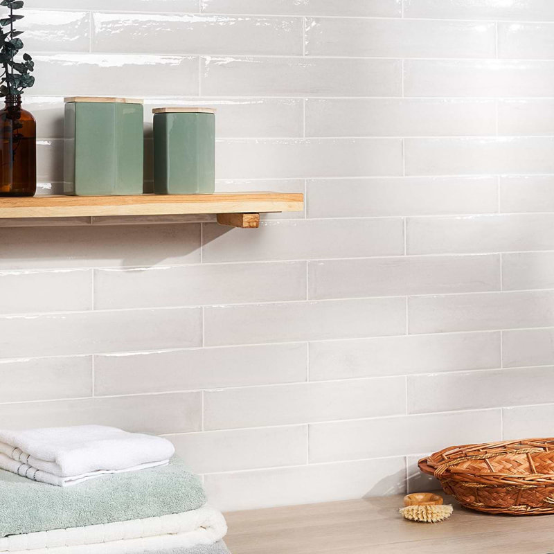 Paint 3x16 Glossy Porcelain Tile, Bianco White