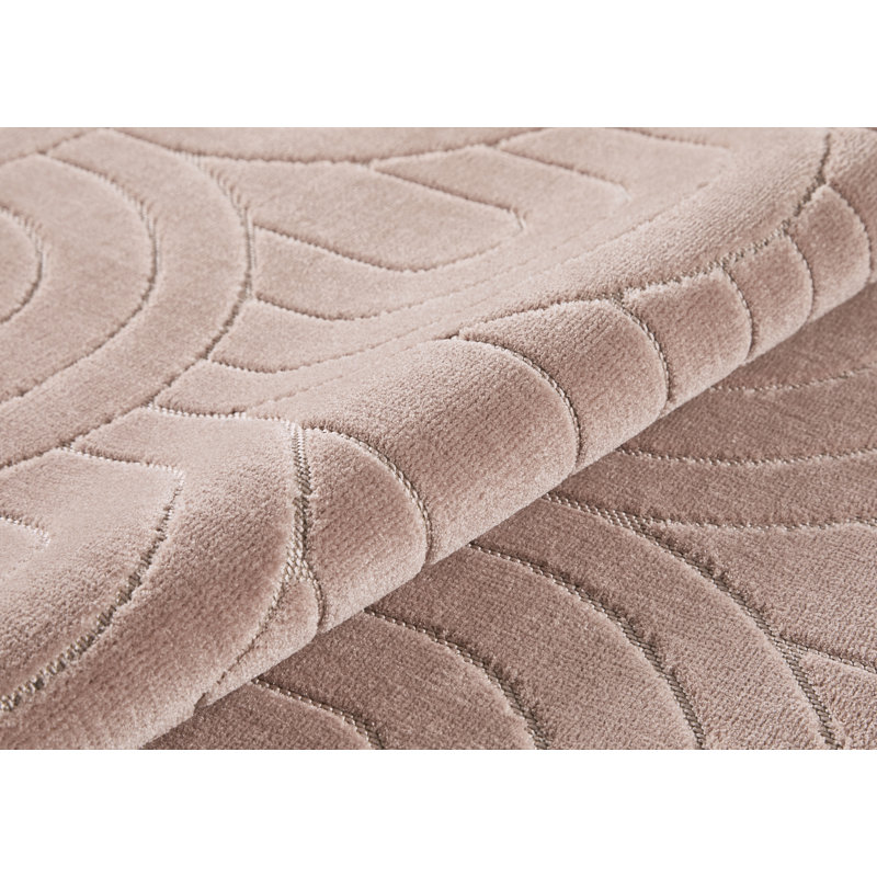 Geometric Pile Low-Effect patterned Machine Woven Dusty Pink Area Rug, Rectangle 240 x 330cm