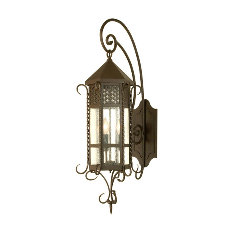 Old London Cafe Noir Steel Wall Sconce with Clear Seedy Glass