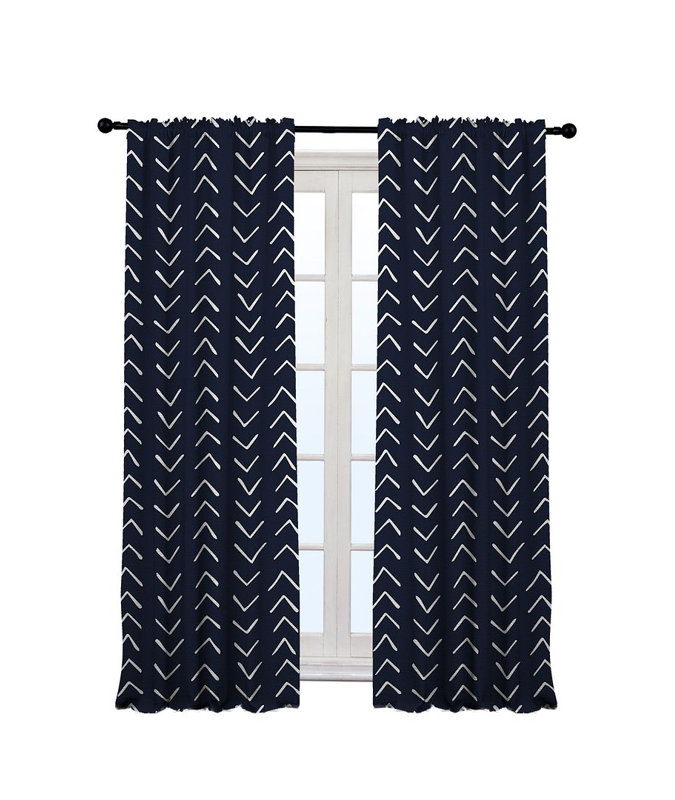 Bohemian Room Lined Single Panel Curtain, 140cm Width x 265cm Drop, Navy