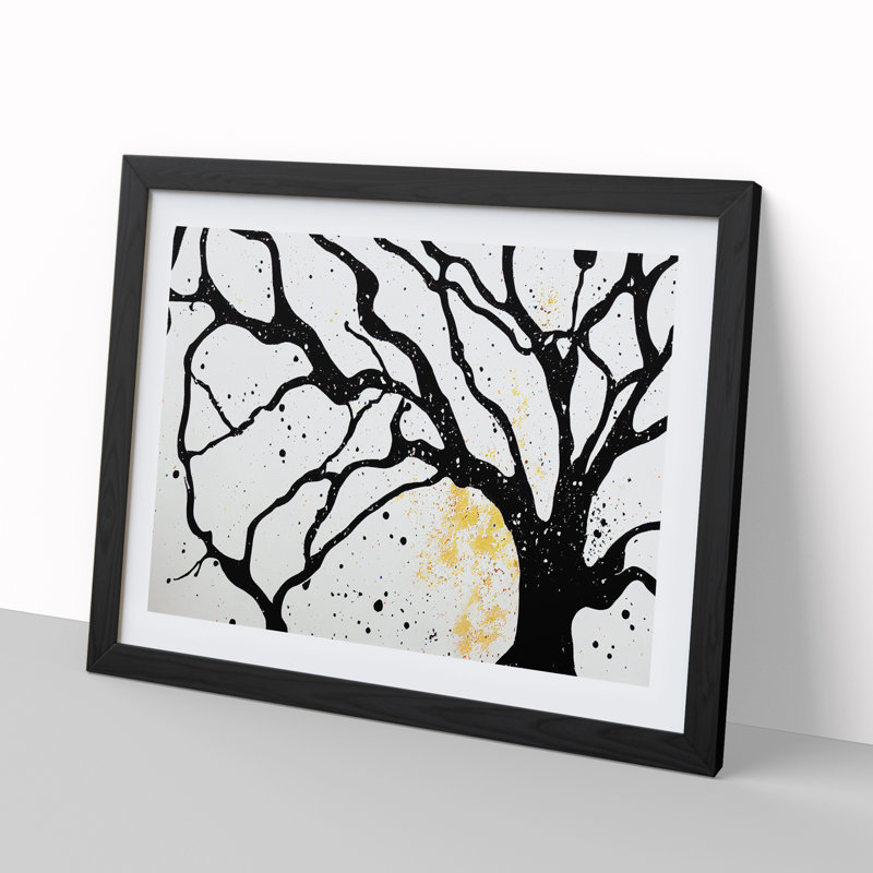 Bare Tree Splash Vol.1 Abstract - Single Picture Frame Painting, Black, 46cm H x 64cm W x 2cm D