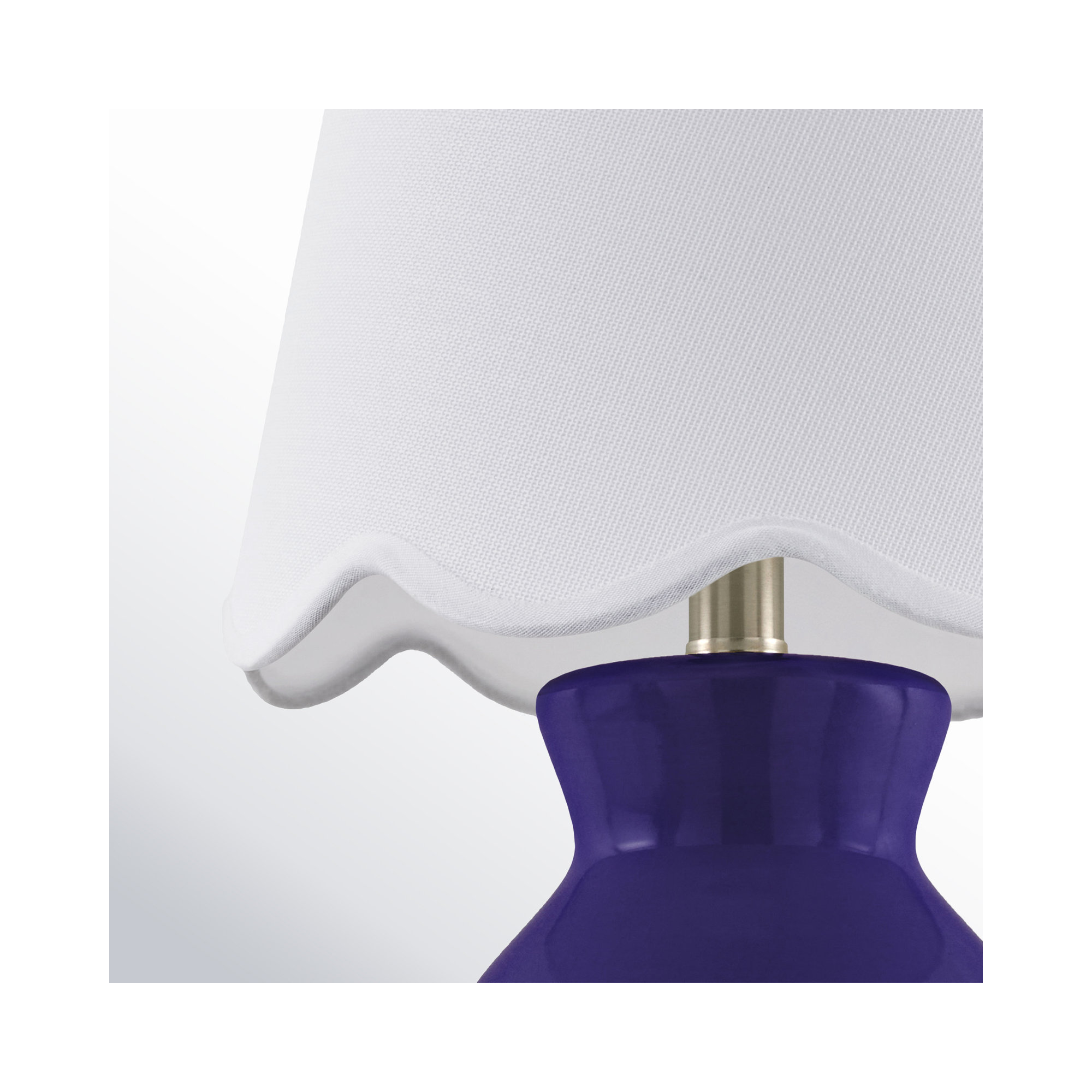 Momsen Scallop Shade Lamp, White Twill, Navy, 15"" H x 8"" W x 8"" D
