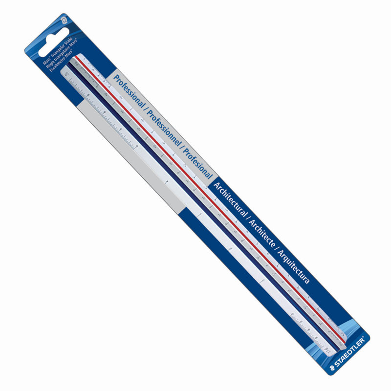 Triangular Scale for Engineers, Colour-Coded Grooves, 12 inches