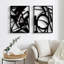  Paquet de 4, art mural abstrait en métal noir, ligne simple minimaliste, sculptures murales en métal texturé en 3D, pour le salon, la chambre et la salle d'étude (abstrait noir, taille M 16 x 11 po)