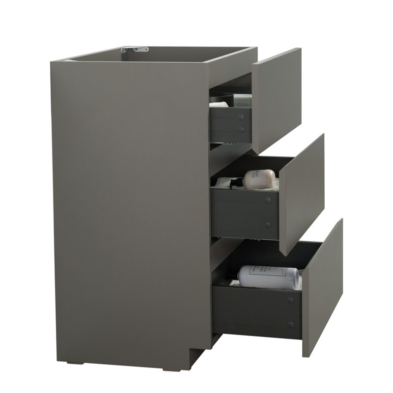 Meuble-lavabo sur pied simple Deandrick, Gris espace, Noir mat, 24"