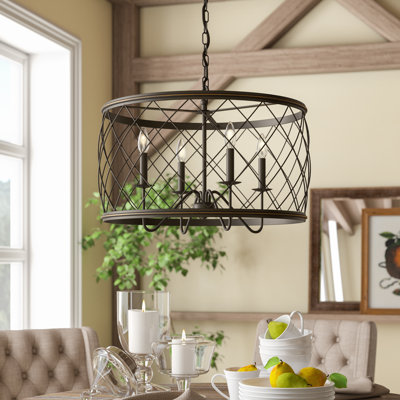 4 - Light Dimmable Drum Chandelier