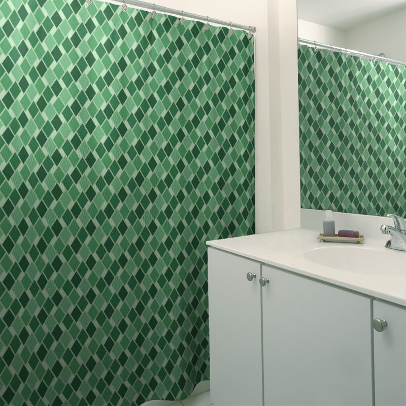 Rideau simple à motif de losanges Retro, Vert