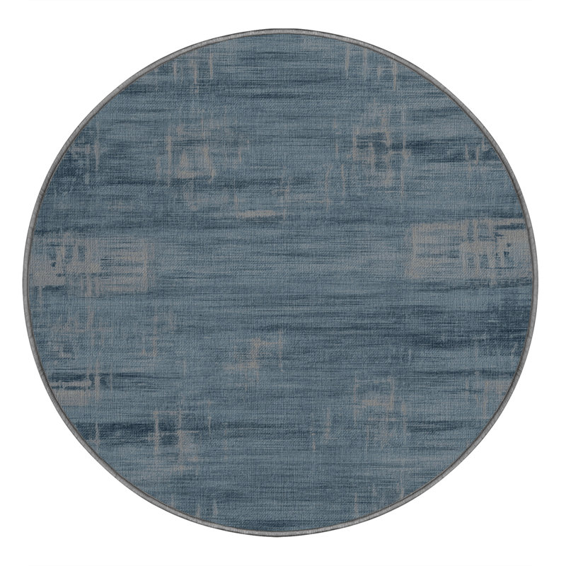 Machine Washable Abstract Gray Area Rug, Round 4'