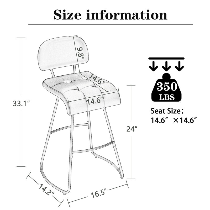 Tabourets de bar rembourrés, Brown, Counter Stool (24" Seat Height)