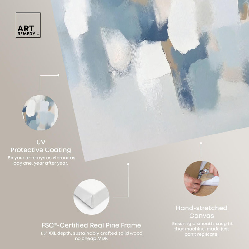 «Dreaming Indigo I», art abstrait bleu par Art Remedy, Toile tendue, H 16 po x l 24 po