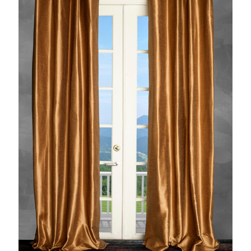 Panneau de rideau simple semi-diaphane avec passe-tringle Shelburne, l 50 po x L 96 po, Bronze