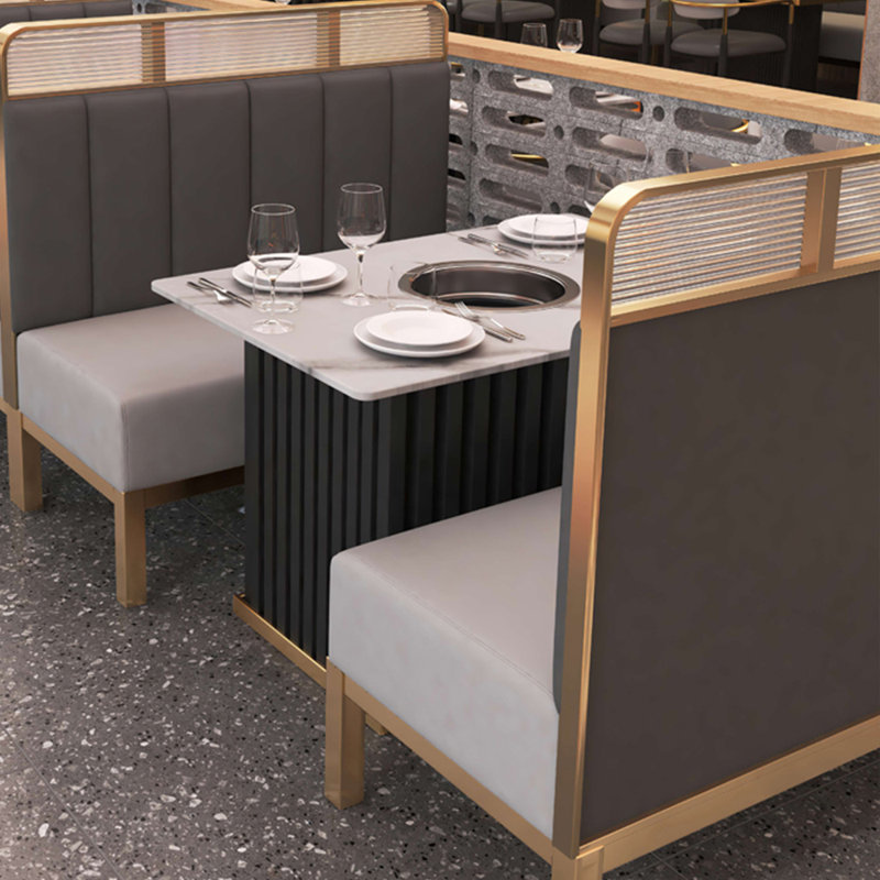 Banc rembourré en similicuir Modern Simple Cafe, Gris / gris clair