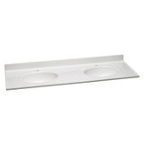 73 Inch Cultured Marble Vanity Top Two Sinks with Backsplash, White
