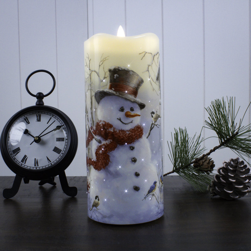 Bougie bonhomme de neige en fibre optique