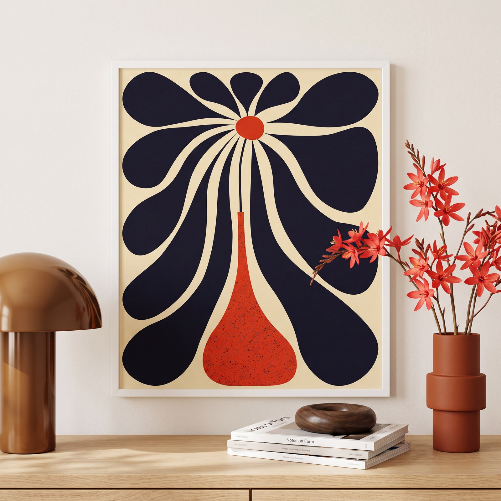 Lazy Flower Print by Alisa Galitsyna, White Framed, 13" H x 11" W