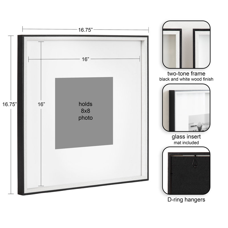 Develin Matte Plastic Single Picture Frame Set, White/Black