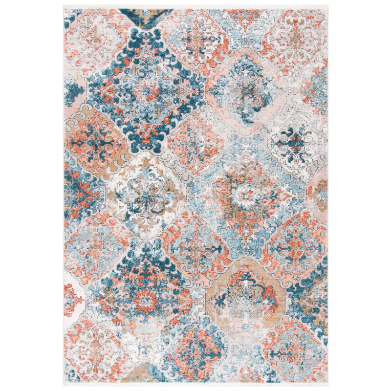 Tapis oriental bleu / rose Franek, Rectangle 4 pi x 6 pi