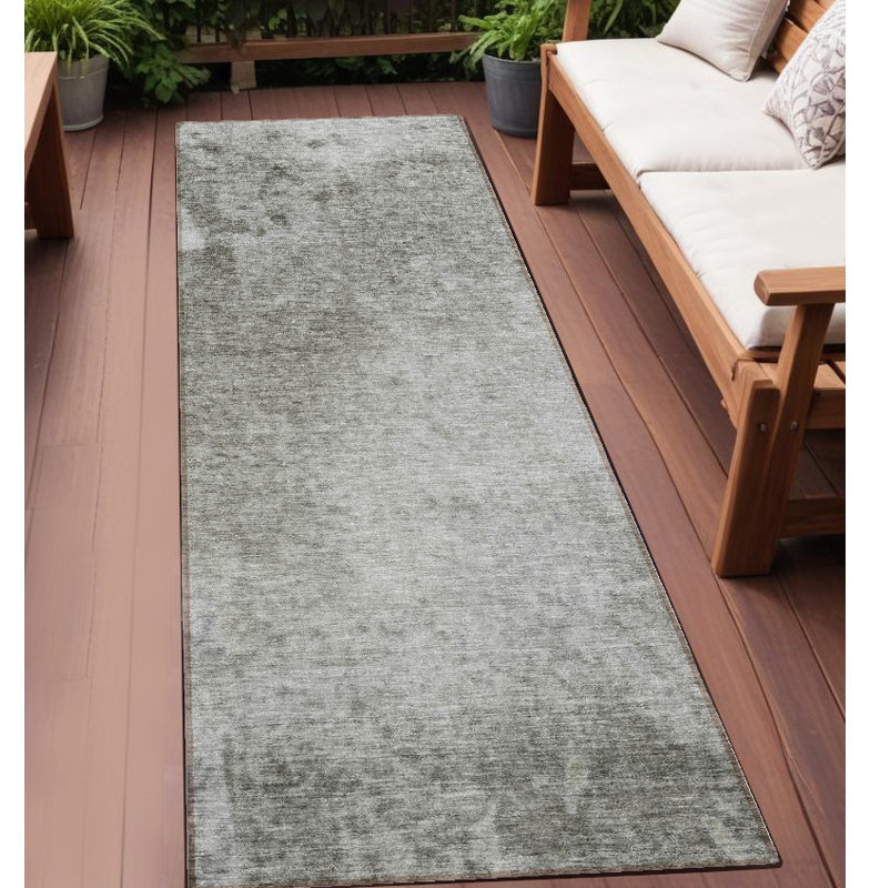Tapis de couloir d'extérieur lavable abstrait gris et blanc cassé 8 pi Macalister