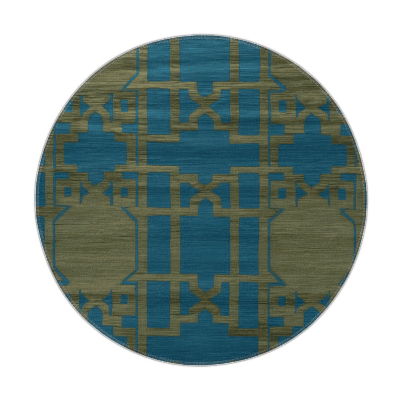 Trellis Brown Indoor and Outdoor Area Rug, Round 5'