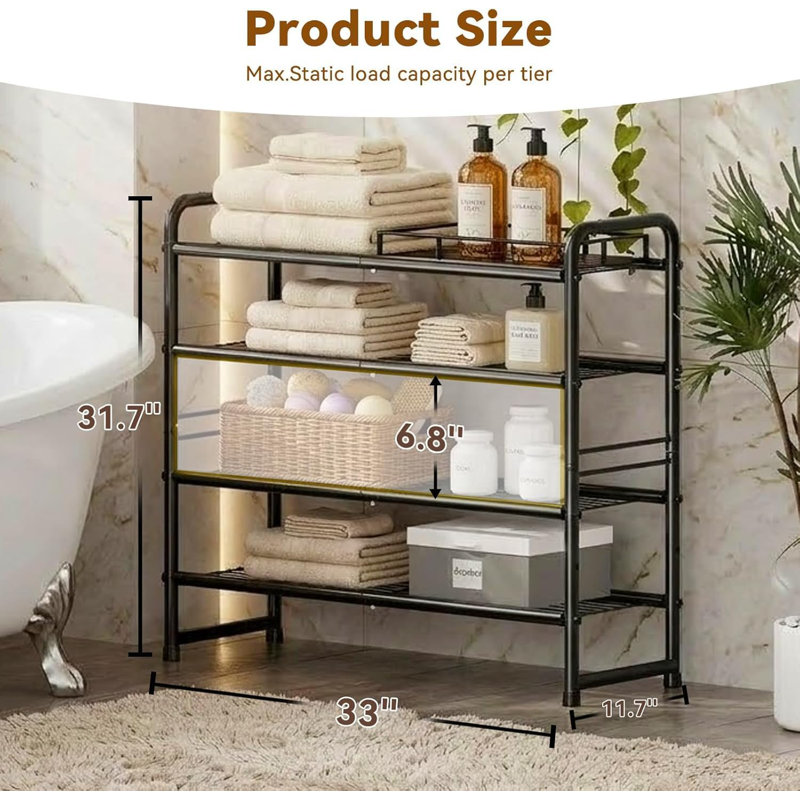 4-Tier 20 Pair Shoe Rack, Metal Stackable Shoe Storage for Closet, Black