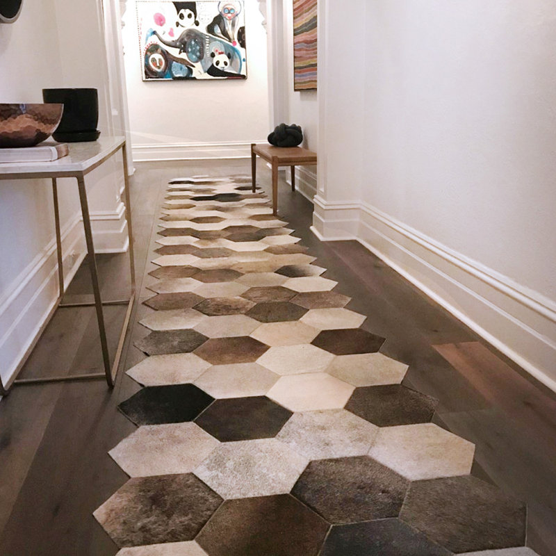 Llamativo Cowhide Geometric Indoor Rug, Runner 3'2" x 16'4"