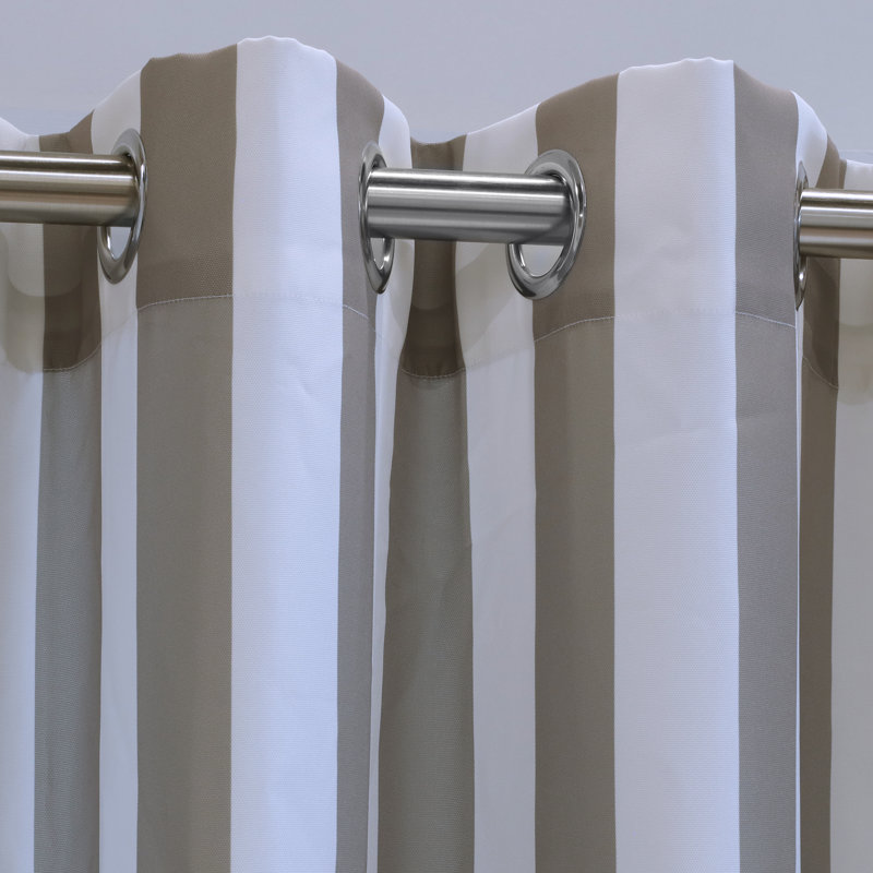 Panneau de rideau d'extérieur simple diaphane rayé avec œillets Arielle, L 50 po x L 108 po, Taupe