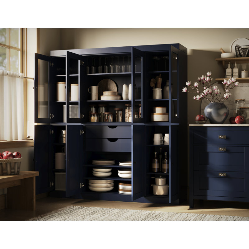 Vaisselier 100% en bois massif Palace Imports de 65 po avec verre transparent, portes Shaker, 2 tiroirs et tablettes réglables