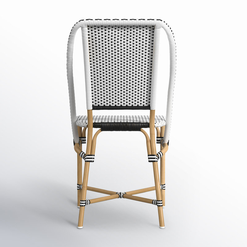 Tobias Outdoor Rattan Dining Chair, Black/White