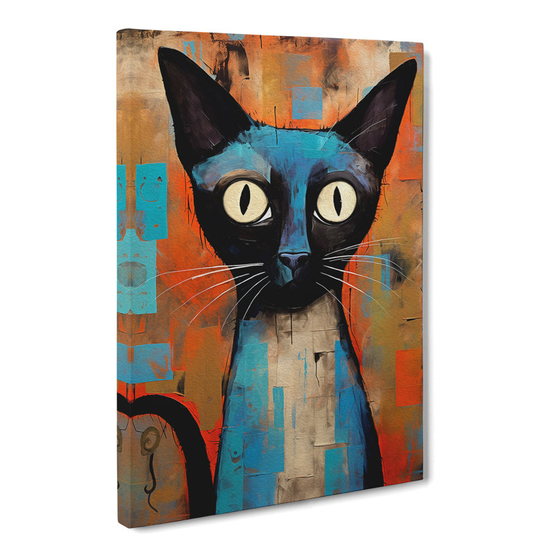 Siamese Cat Expressionism - Wrapped Canvas, 60cm H x 40cm W x 3cm D