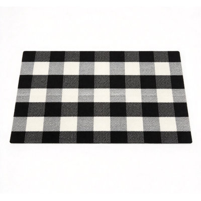 Tapis à carreaux noir et blanc 27,5 po x 43 po, tapis de bienvenue pour le porche