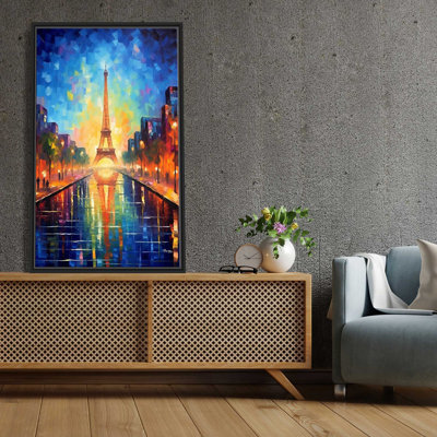 «Eiffel Tower, A Paris Landmark» par V2 Design Co. - peinture à cadre flottant sur toile