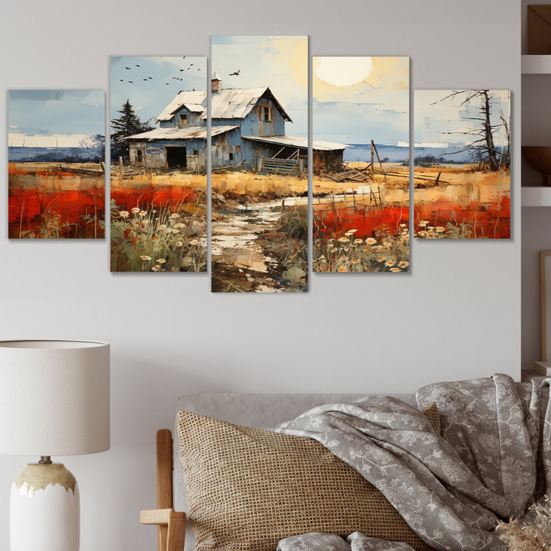Farmhouse Collage - Paysages, ensemble de reproductions d'art mural en métal