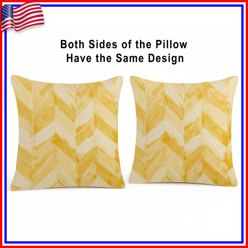Coussins décoratifs à motif de chevrons jaunes, 16 po x 16 po